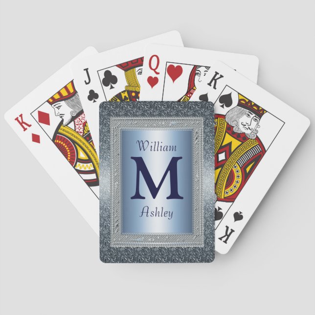 Elegante Personalizado Monogramado Jugando Cartas (Reverso)