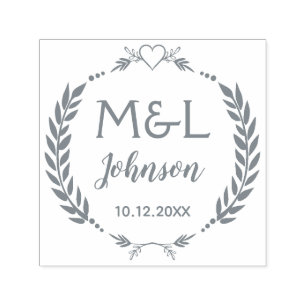 Elegante Personalizado Monogramas Boda Sello de au