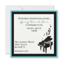 Elegante Personalizado Piano Recital Invitación