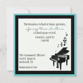 Elegante Personalizado Piano Recital Invitación