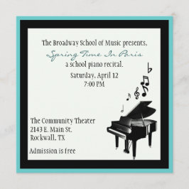 Elegante Personalizado Piano Recital Invitación