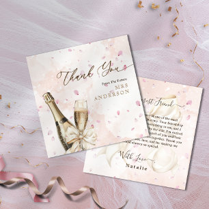 Elegante Petals Bubbly Bridal Shower Gracias Tarje