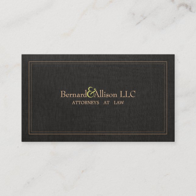 Elegante PGR Faux Black Linen Tarjeta de Negocios (Anverso)