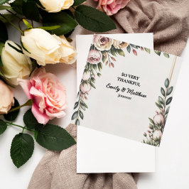 Elegante Pink Floral Designer Tarjeta de agradecim