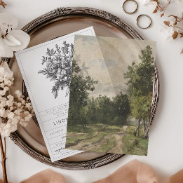 Elegante pintura de paisaje vintage de superposici