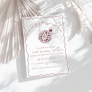 Elegante pizza y invitación para el cumpleaños del