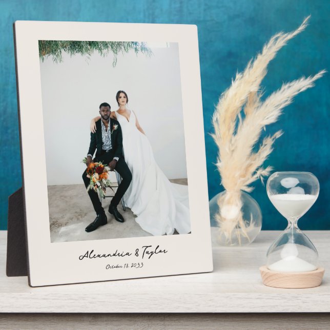 Elegante placa de fotografía Boda personalizada y  (Lado)