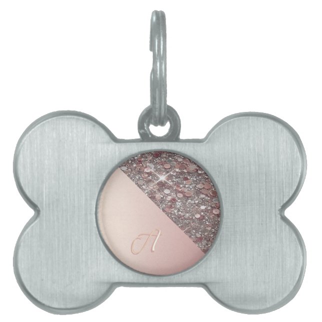 Elegante placa de identificación redonda con monog (Frente)
