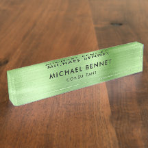 Elegante Placa de Nombre de Negocio Metálico Verde