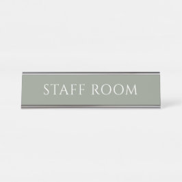 Elegante placa de nombre de sala de personal en ve
