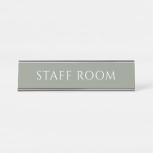 Elegante placa de nombre de sala de personal en ve