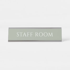 Elegante placa de nombre de sala de personal en ve