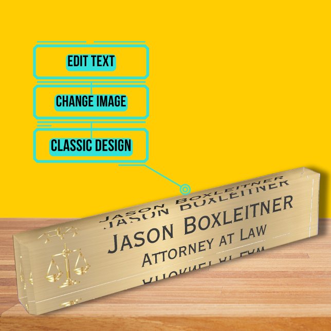 Elegante placa de nombre dorado para abogado (Please enjoy our design and see the others in the collection.)