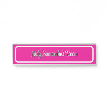 Elegante placa de nombres personalizada rosa y bla
