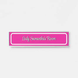 Elegante placa de nombres personalizada rosa y bla