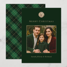 Elegante Plaid Verde Foto Familiar Navidad