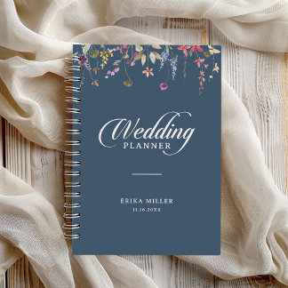 Elegante planificador de boda con caligrafía flora