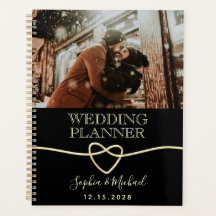 Elegante Planificador de Boda con Foto Negro