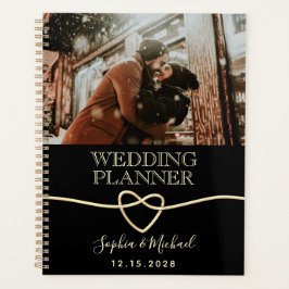 Elegante Planificador de Boda con Foto Negro