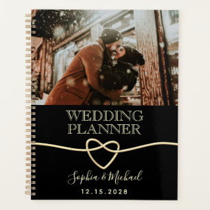 Elegante Planificador de Boda con Foto Negro