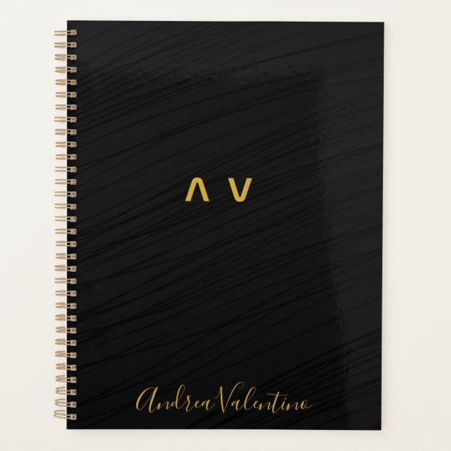 Elegante planificador diario del patrón negro (Anverso)