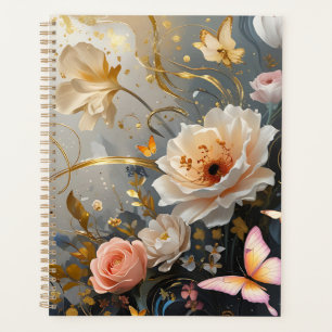 Elegante planificador dorado y rosa