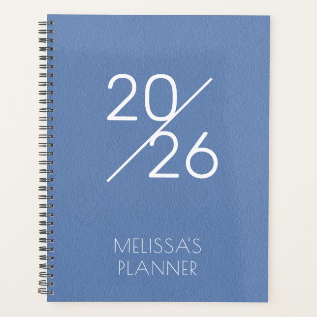 Elegante Planificador Personalizado 2026 Azul (Anverso)