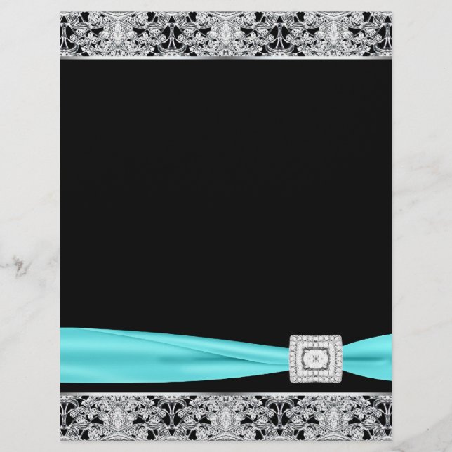 Elegante planilla de volante de plata azul Verde a (Frente)