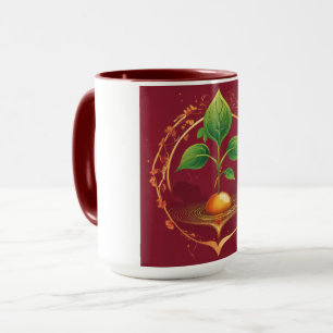 Elegante planta en crecimiento en tazas de marrón