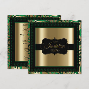 Elegante plantilla de Fiesta de Swirls Green & Gol