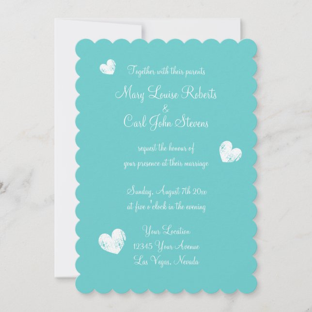 Elegante plantilla de invitación a la boda azul tu (Anverso)