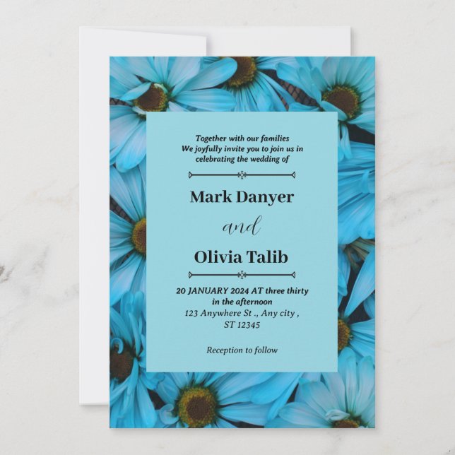 Elegante plantilla de invitación a la boda de la m (Anverso)