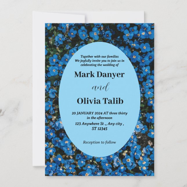 Elegante plantilla de invitación a la boda de la m (Anverso)