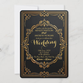 Elegante plantilla de invitación a la boda de oro 