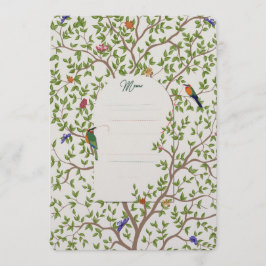 Elegante plantilla de menú de pájaros botánicos - 