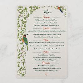 Elegante plantilla de menú de pájaros botánicos - 