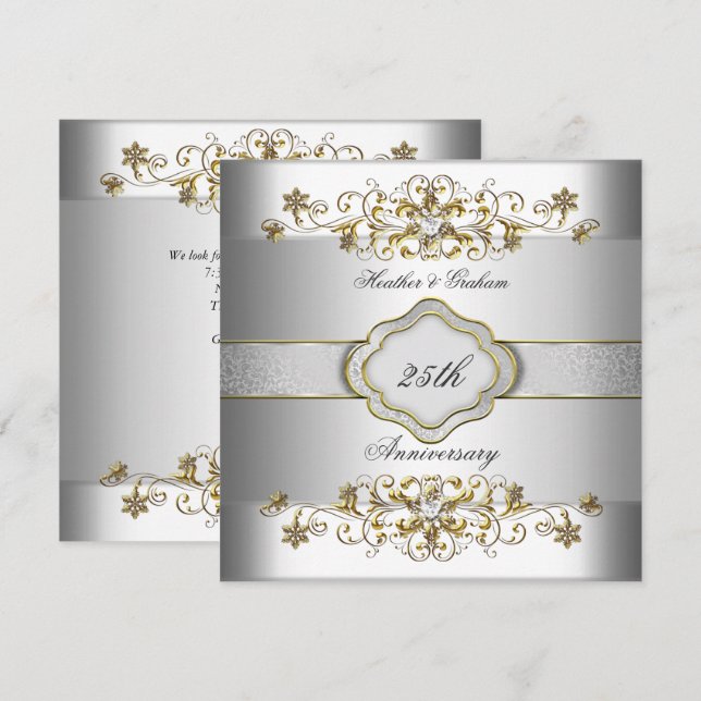 Elegante plantilla de plata y oro blanco para el 2 (Anverso / Reverso)