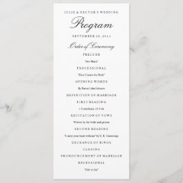 Elegante plantilla de programa de boda blanca y ne