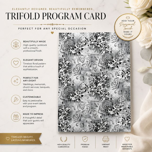Elegante plantilla de programa trifoldio floral (Subido por el creador)