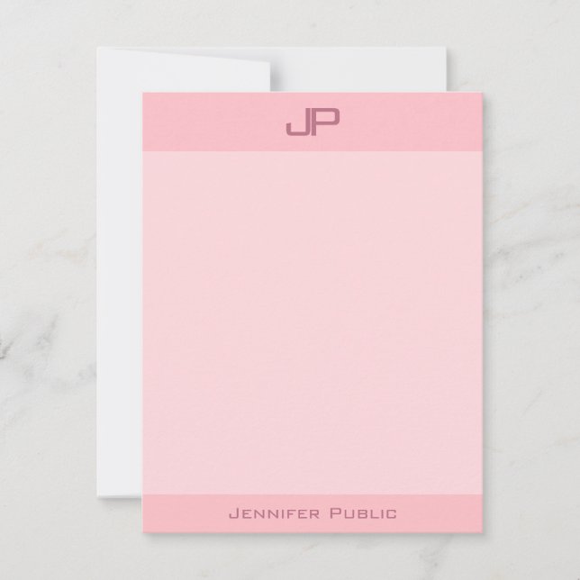 Elegante plantilla moderna de monograma rosa Rubor (Anverso)
