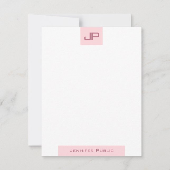 Elegante plantilla simple monogramada rosa Rubor (Anverso)