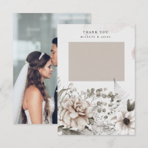 elegante plata blush floral foto de agradecimiento