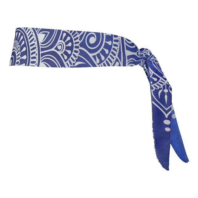 Elegante plata en floral azul profundo Henna Manda (Girar 90)