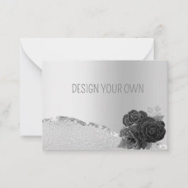 Elegante Plata Floral Diseño de su propia tarjeta