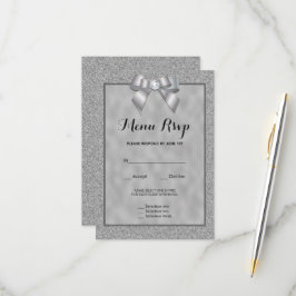 Elegante Plata y Glitter con Estilo Menú RSVP
