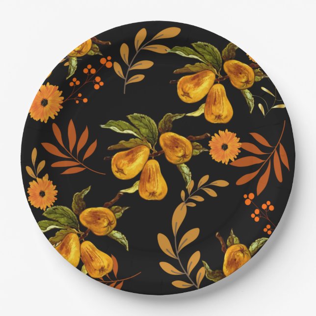 Elegante plato Fruta y Berry Fall/Acción de Gracia (Anverso)