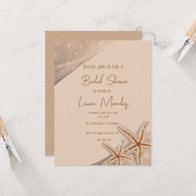 elegante playa Boho Bridal Shower Invitación (Anverso/Reverso In Situ)