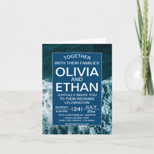 Elegante playa costera azul marino Invitación a la