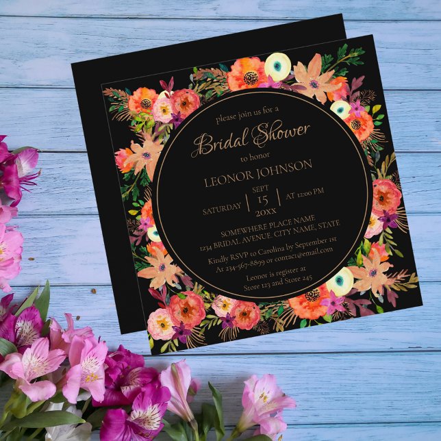 Elegante Plaza Floral Bridal Shower Invitación (Subido por el creador)