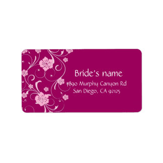 Elegante Plum Cherry Swirls Etiqueta de dirección